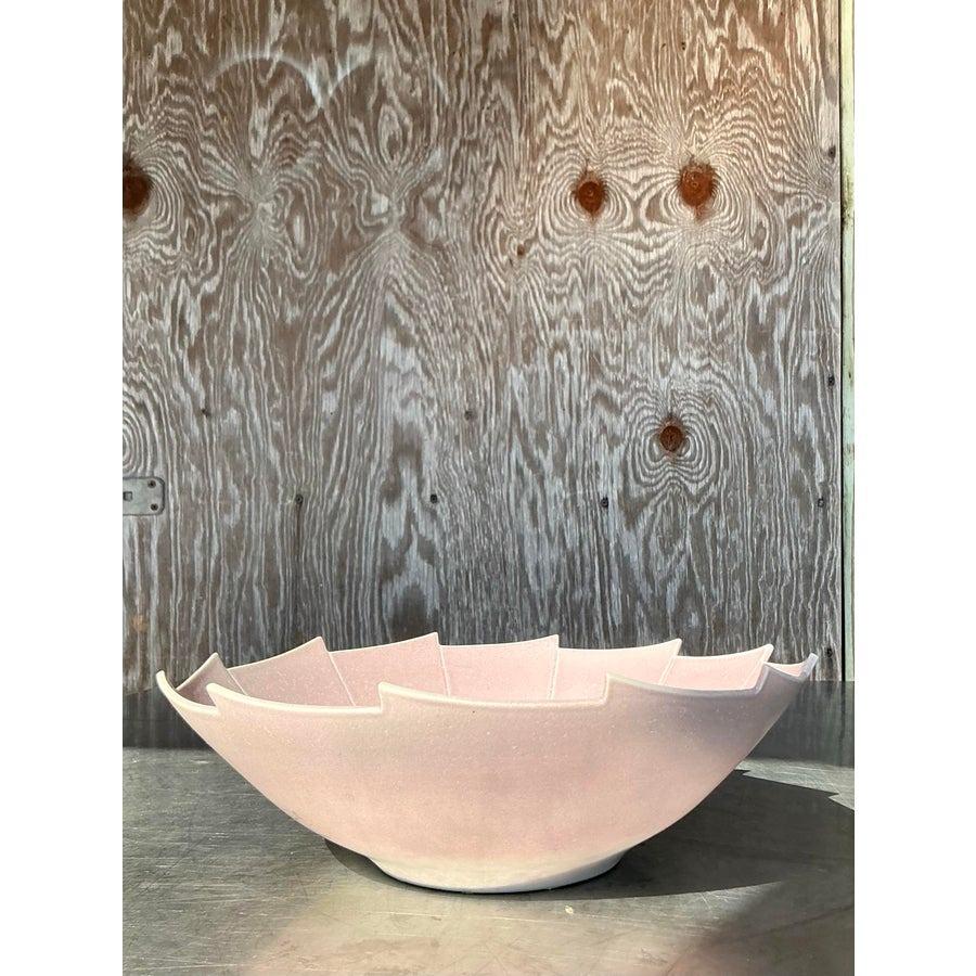 Lagenförmige Boho-Keramikschale aus glasierter Keramik (amerikanisch) im Angebot