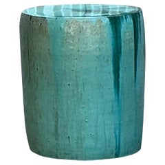 Vintage Boho Glazed Ceramic Low Stool
