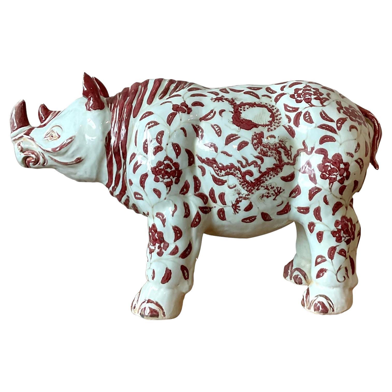 Rinoceronte Ming Ming in ceramica smaltata Vintage By