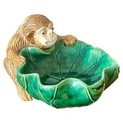 Vintage Boho glasierte Keramik Affe Tafelaufsatz Schüssel