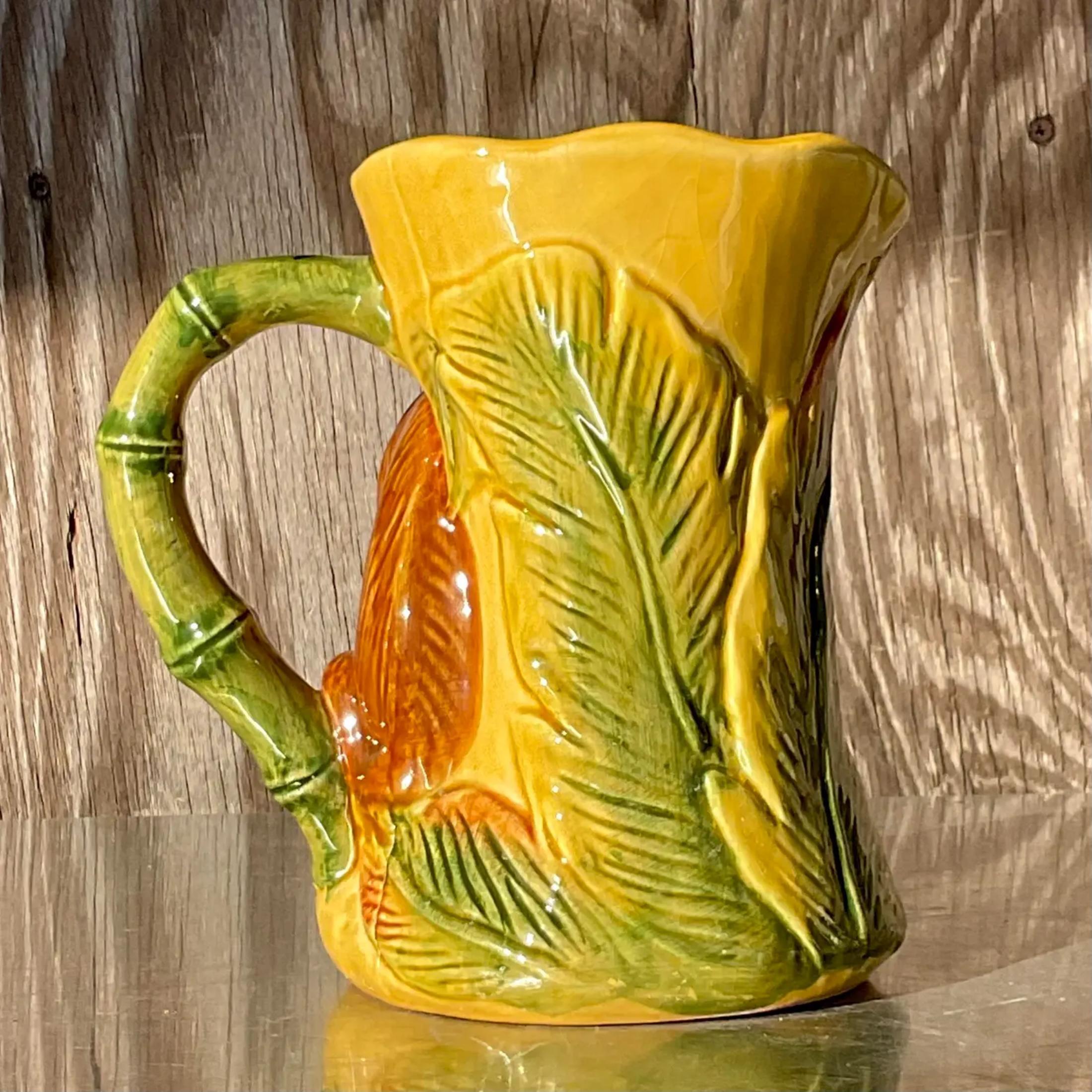 Vintage Boho glasierte Keramik Affe Krug (Chinesisch) im Angebot