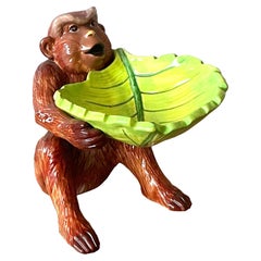 Vassoio portaoggetti vintage in ceramica smaltata Boho Monkey