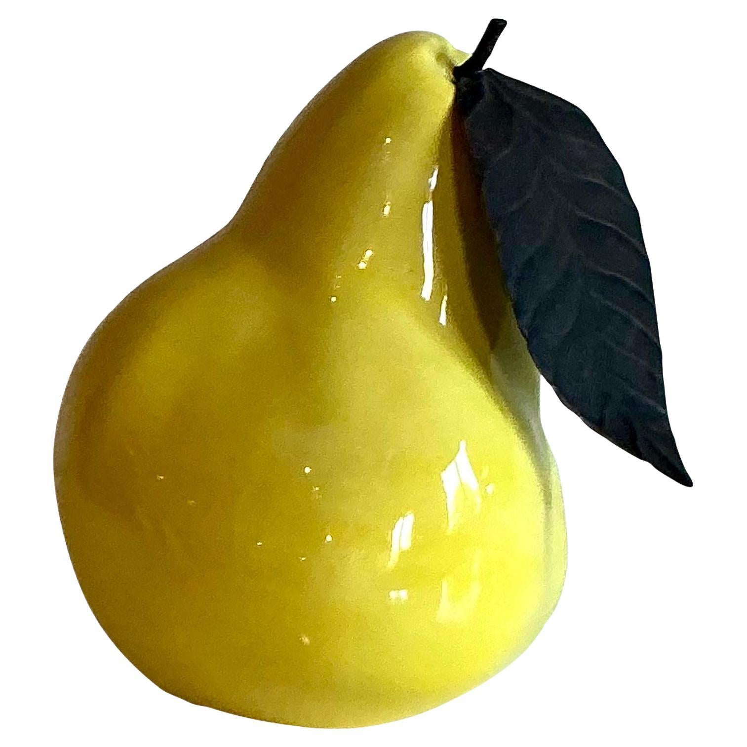 Poire monumentale vintage en céramique émaillée Boho