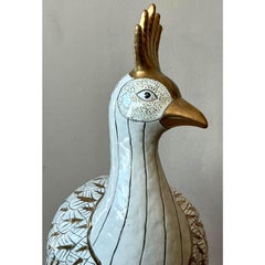 Vintage Boho Glazed Ceramic Peacock