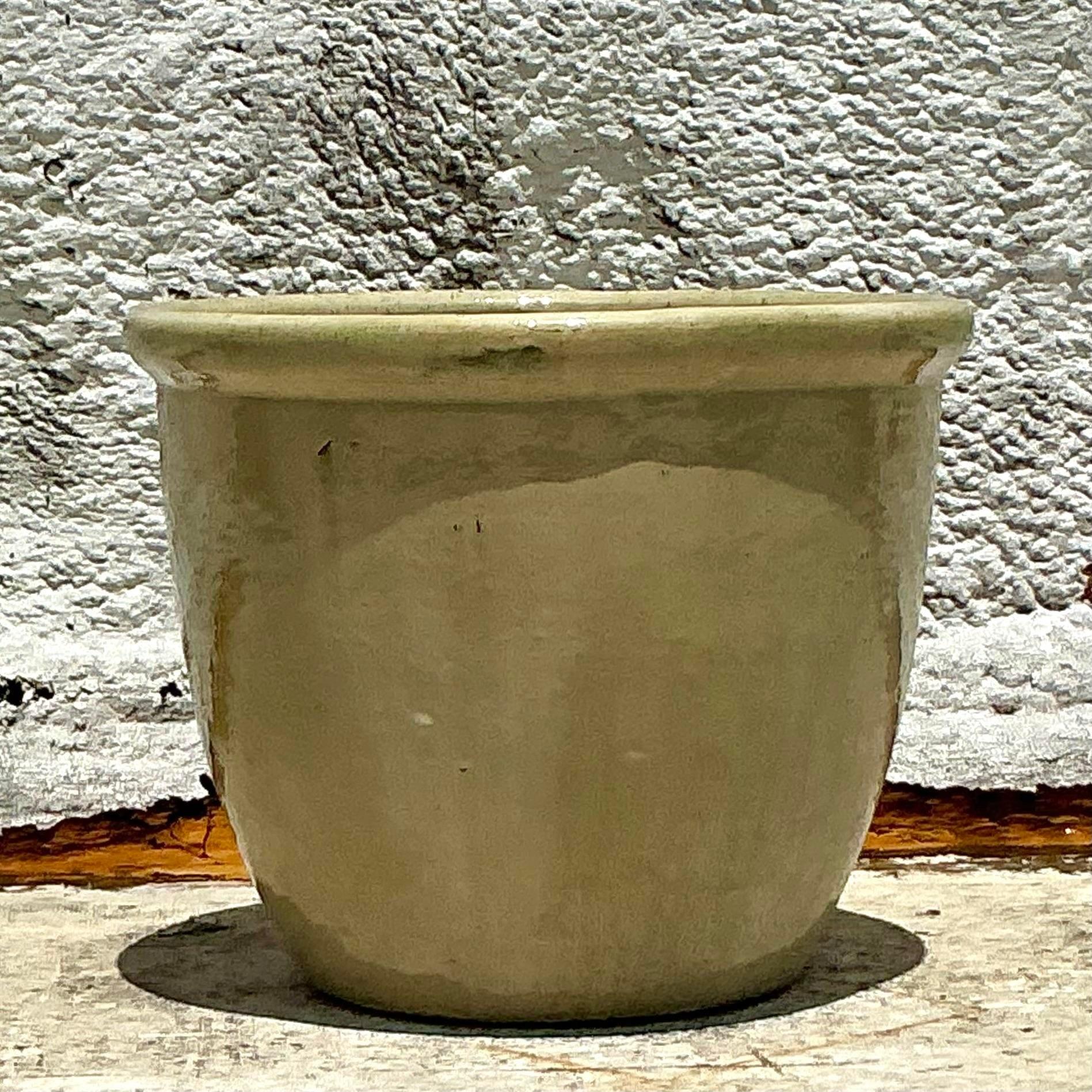 Jardinière Boho vintage en céramique émaillée Bon état - En vente à West Palm Beach, FL