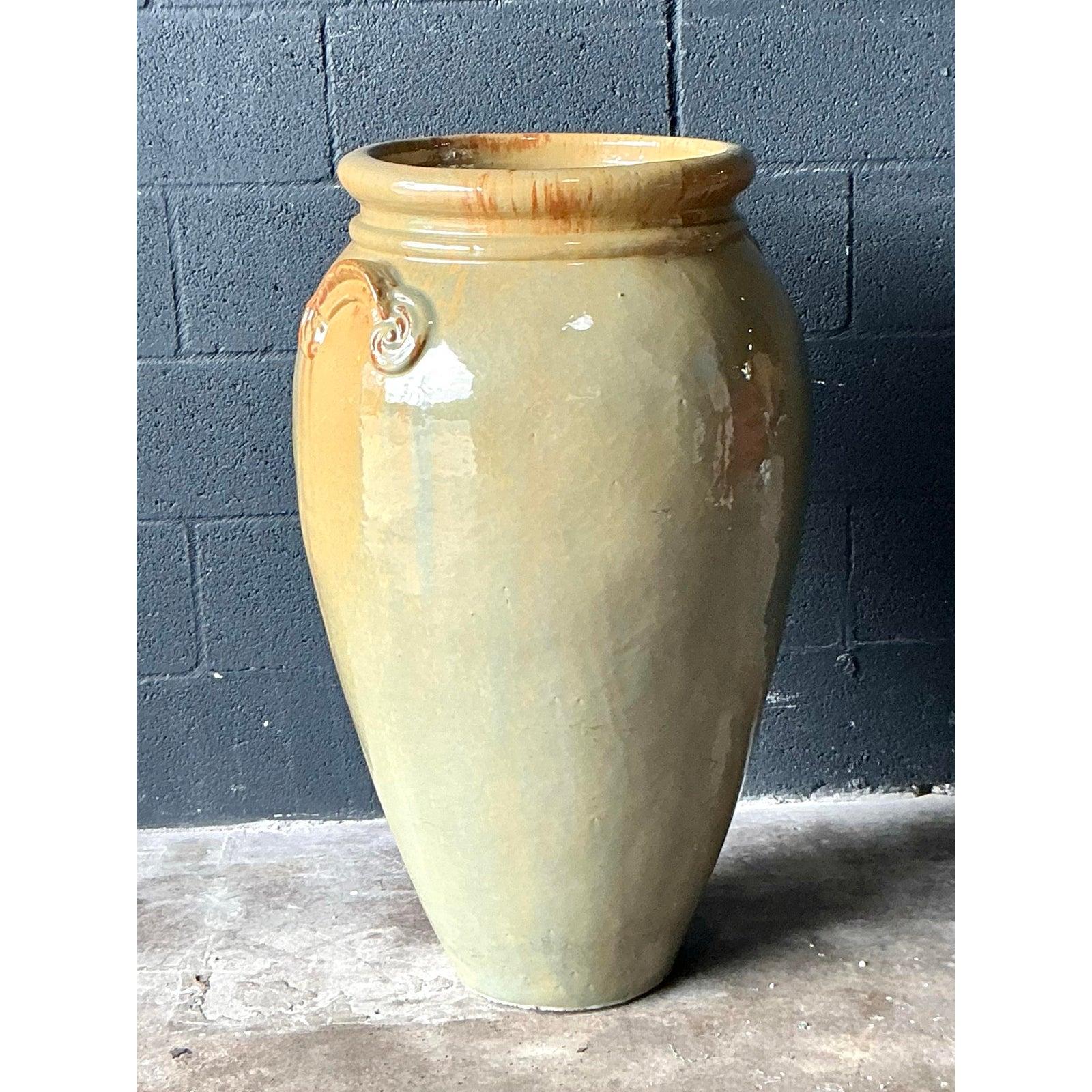 Boho-Pflanzgefäß aus glasierter Keramik, Vintage im Zustand „Gut“ im Angebot in West Palm Beach, FL