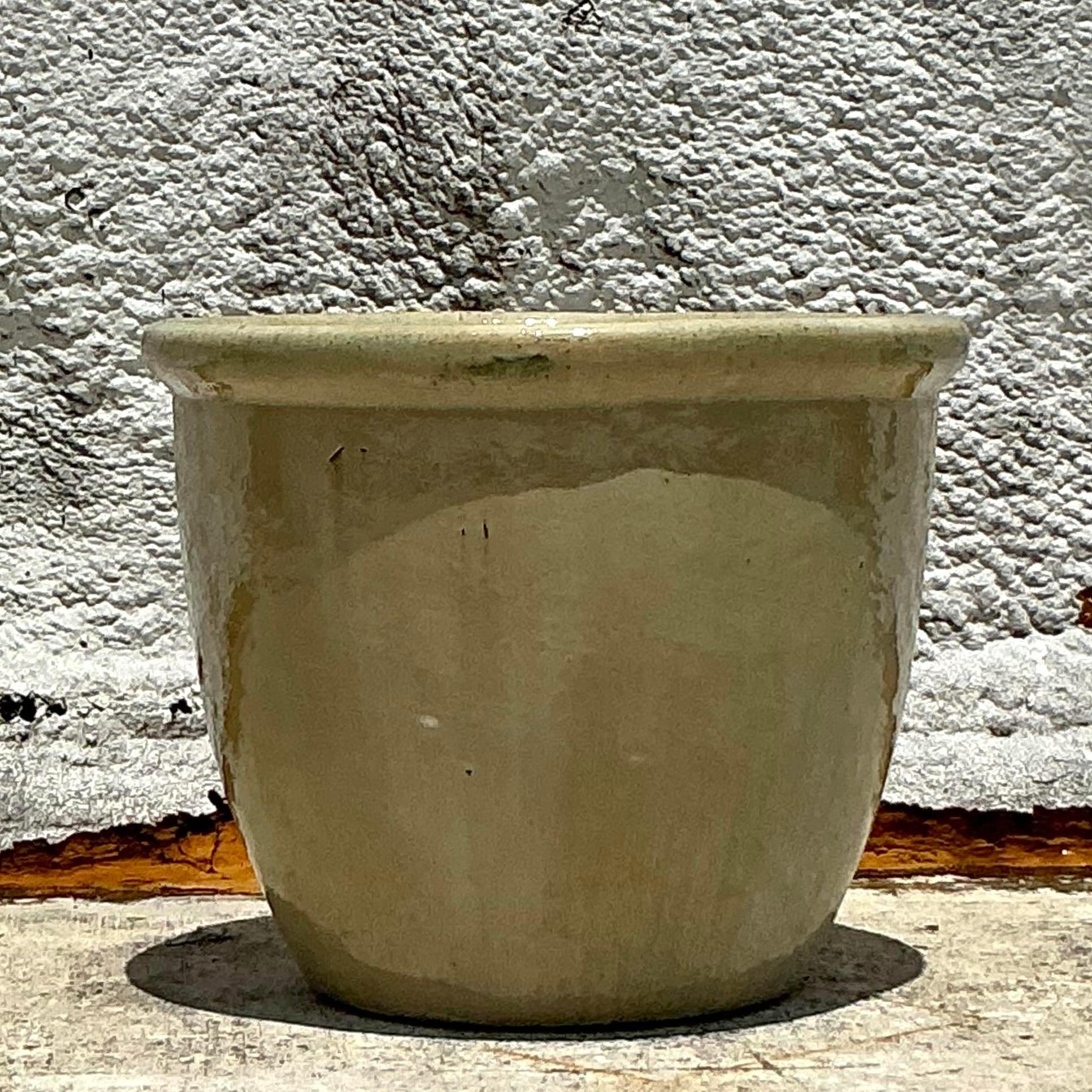 20ième siècle Jardinière Boho vintage en céramique émaillée en vente