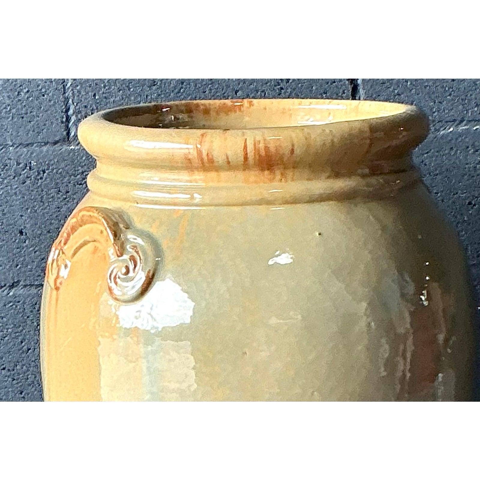 Boho-Pflanzgefäß aus glasierter Keramik, Vintage im Angebot 4