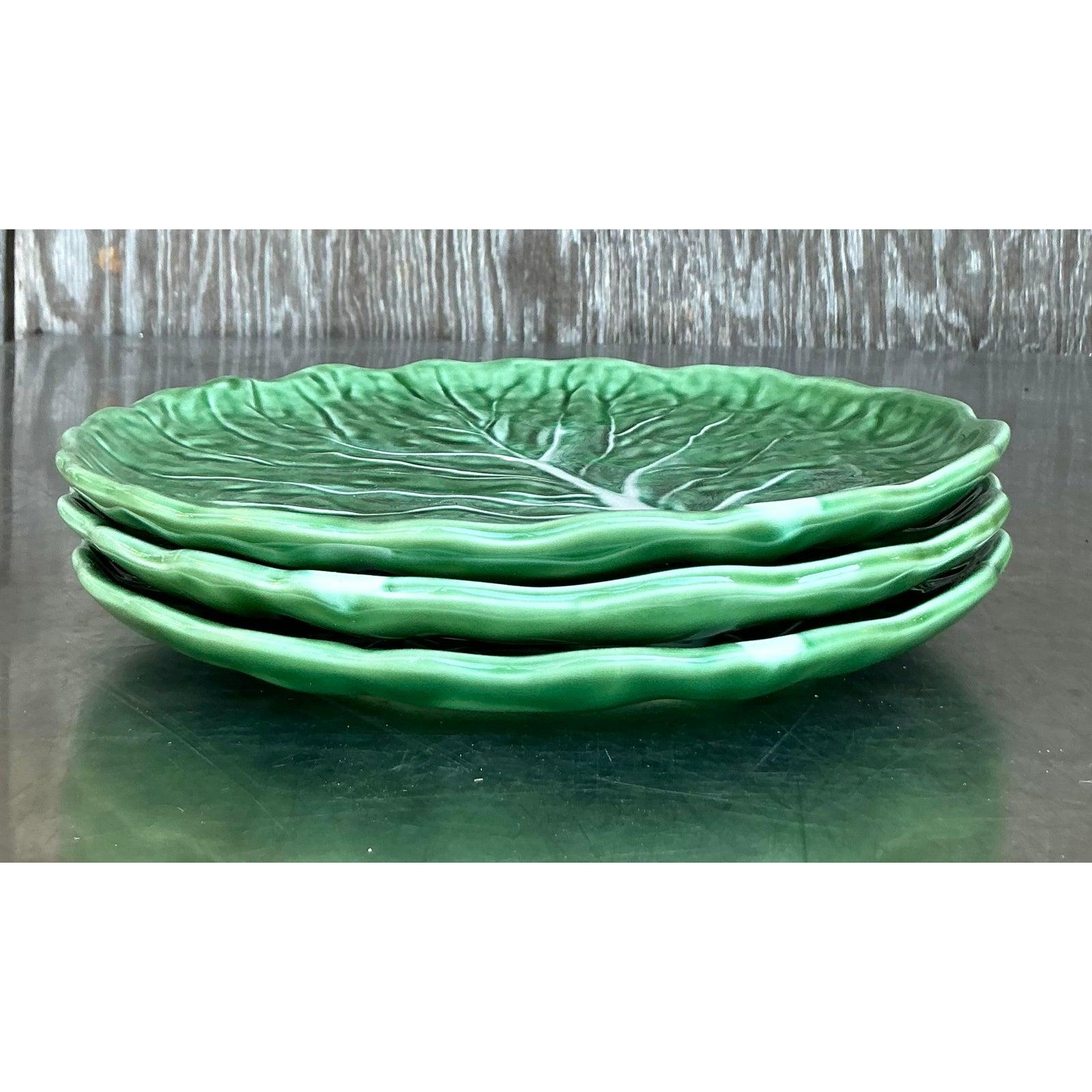 Portugais Assiettes en céramique émaillée Boho vintage - Lot de 3 en vente