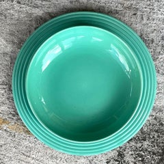 Vintage Boho Glazed Ceramic Platter and Bowl Serving Set- 2 Pieces