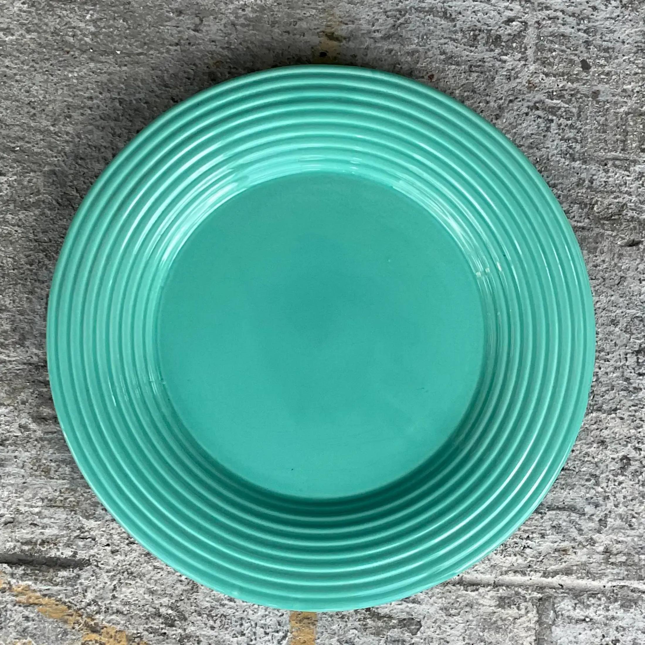 Vintage Boho Glazed Ceramic Platter and Bowl Serving Set- 2 Pieces For Sale 2
