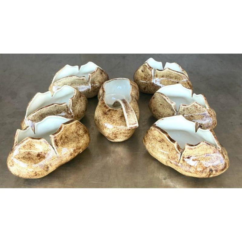 American Vintage Boho Glazed Ceramic Potato Serving Set of 8