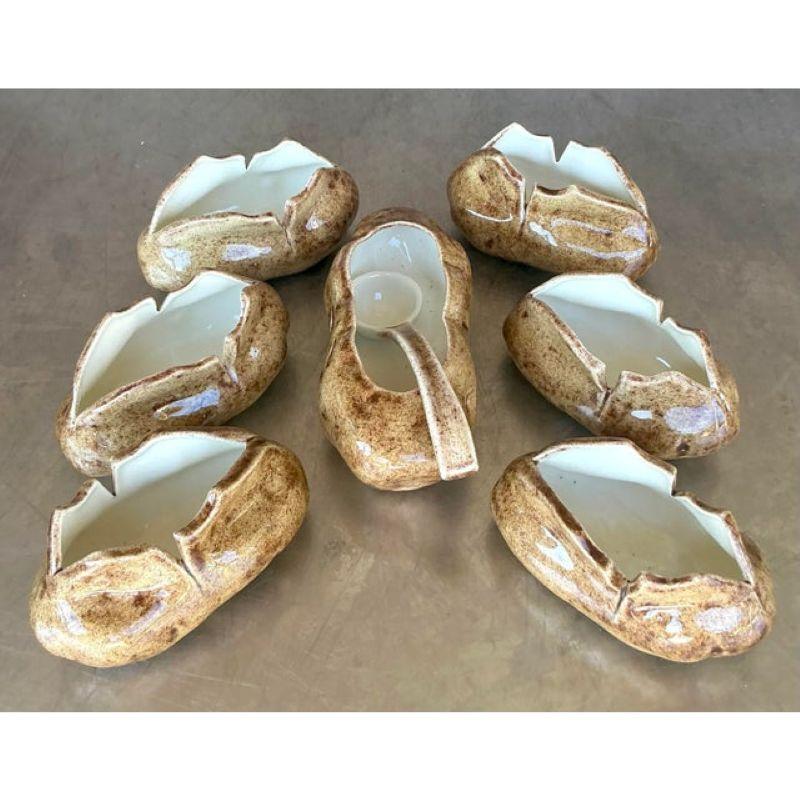 20th Century Vintage Boho Glazed Ceramic Potato Serving Set of 8