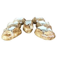 Vintage Boho Glazed Ceramic Potato Serving Set of 8