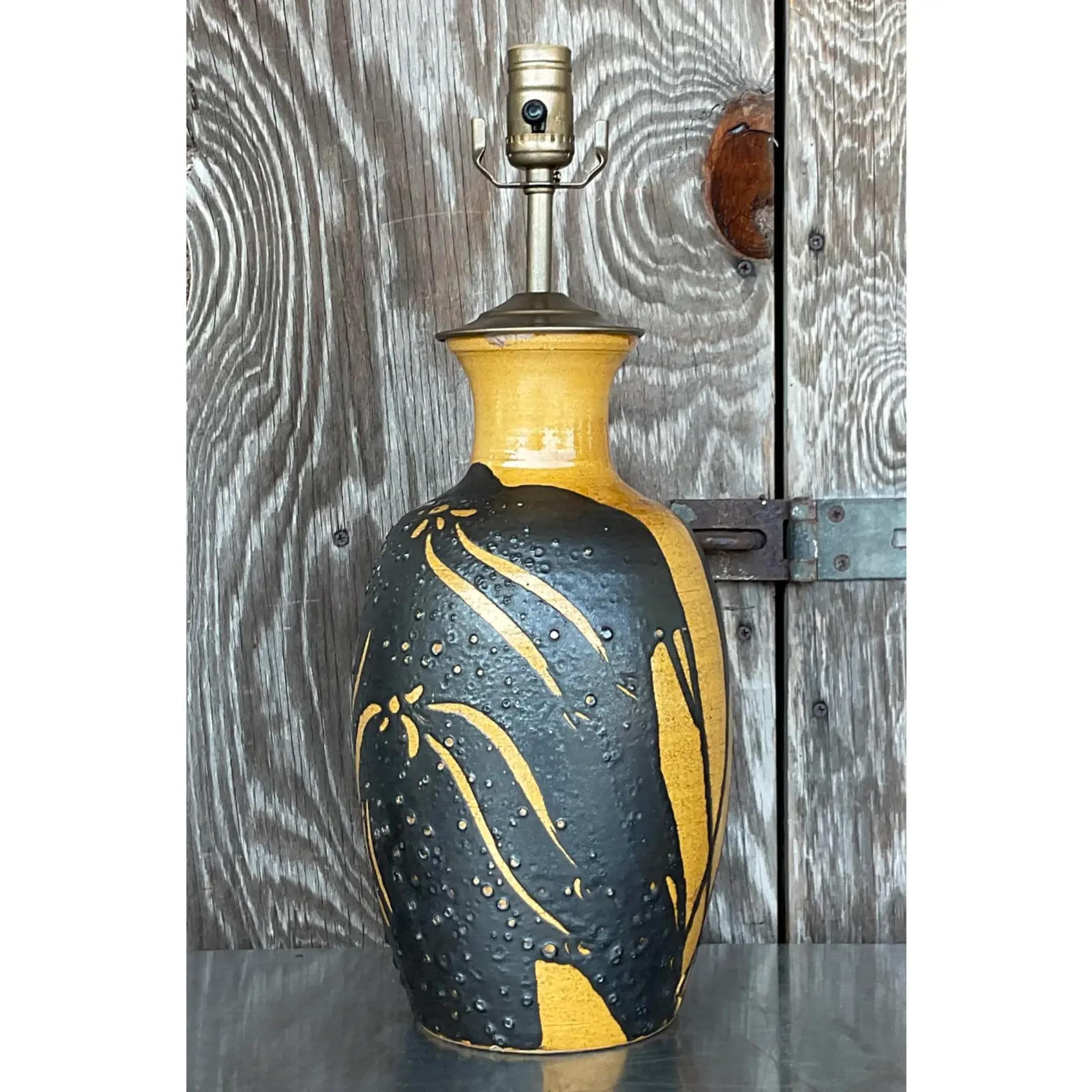 Bohemian Vintage Boho Glazed Ceramic Splash Lamp For Sale