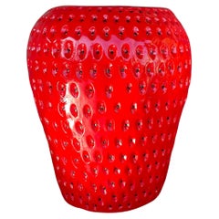 Vintage Boho Glazed Ceramic Strawberry Low Stool