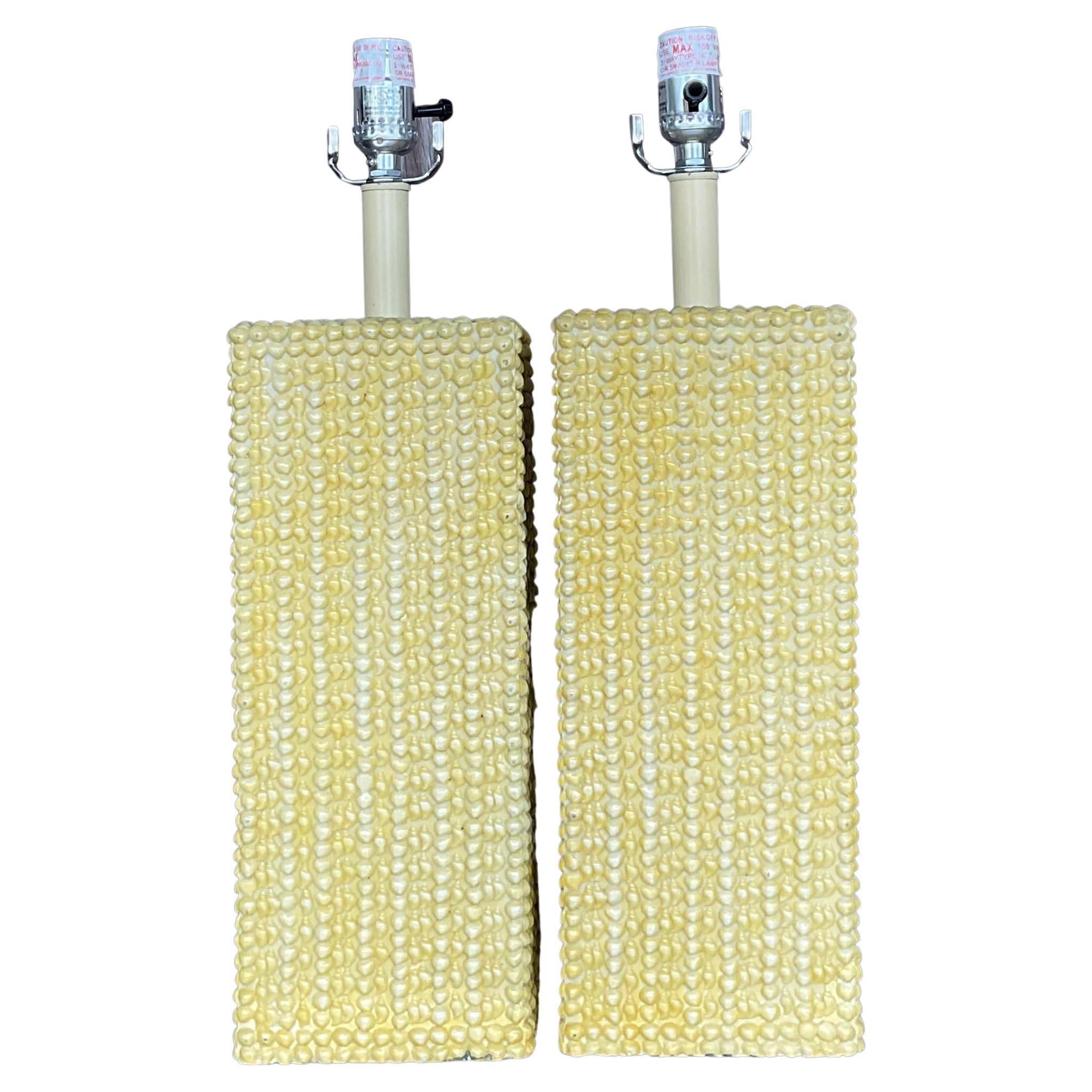 Vintage Boho glasierte Keramik Tischlampen - ein Paar