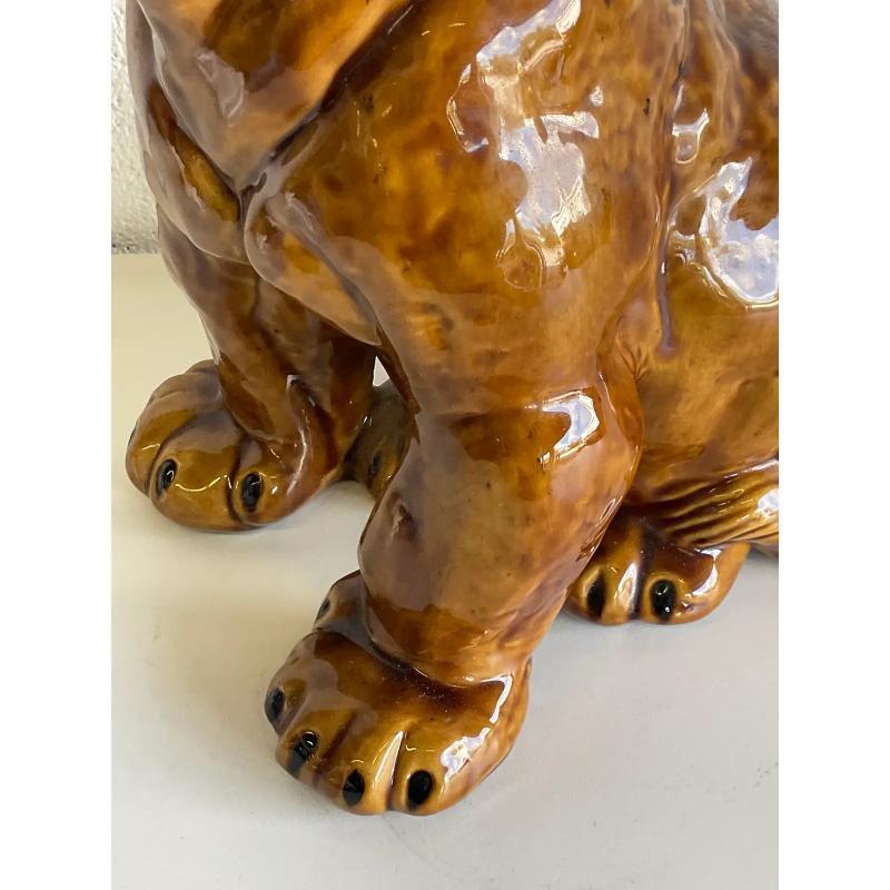 Vintage Boho Glazed Ceramic Tiger Cub In Good Condition For Sale In west palm beach, FL