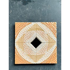 Specchio con piastrelle in ceramica smaltata vintage Boho