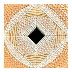 Vintage Boho Glazed Ceramic Tile Mirror