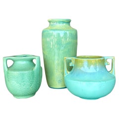 Vintage Boho glasierte Keramik Trio von Tonwaren
