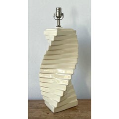 Vintage Boho Glazed Ceramic Twist Lamp