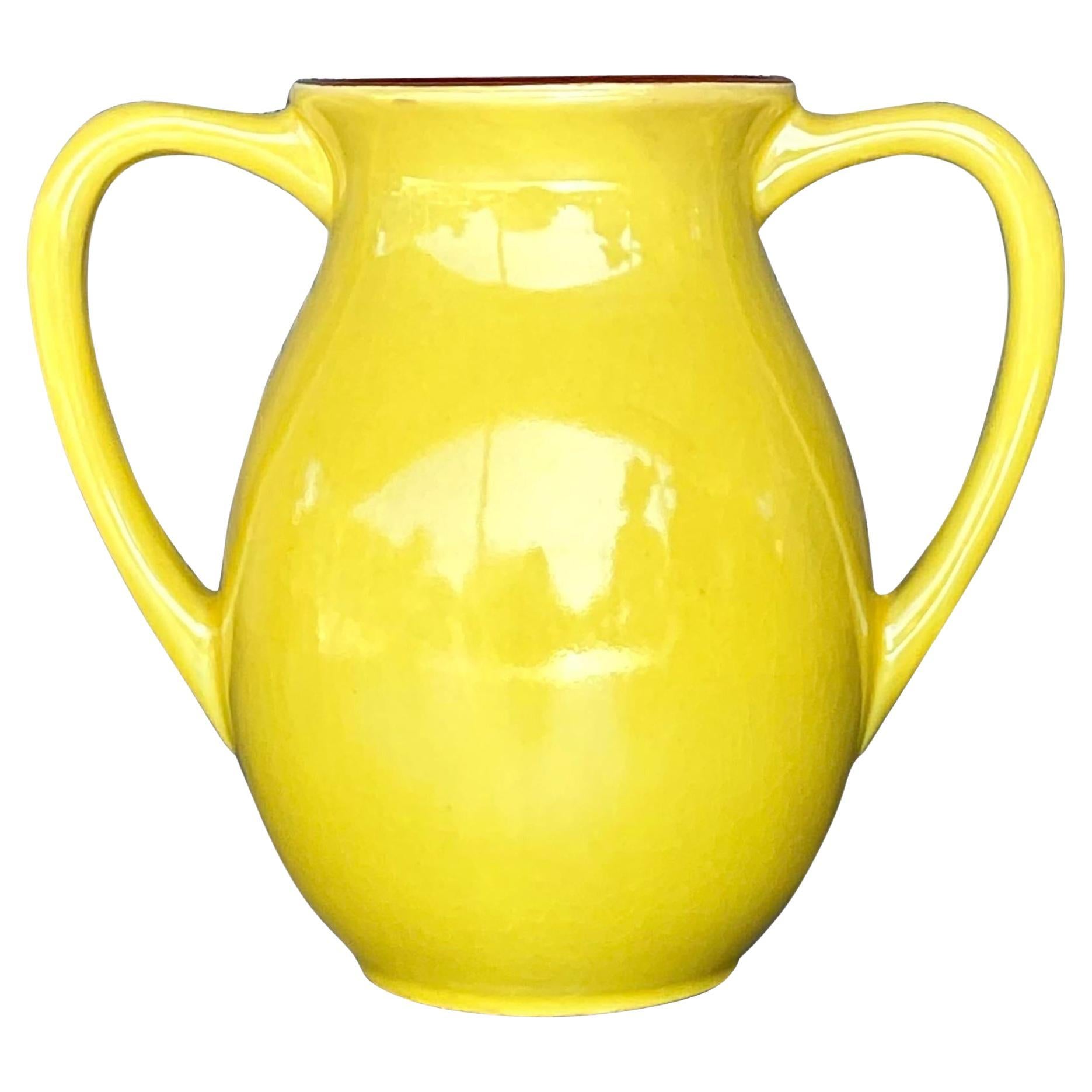 Vase Vintage Boho en céramique émaillée à deux anses