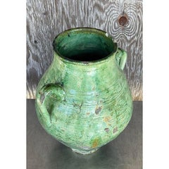 Vintage Boho Glazed Ceramic Urn