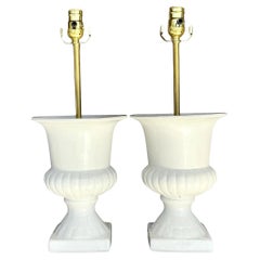 Vintage Boho glasierte Keramik Urne Lampen - ein Paar