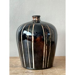Vintage Boho Glazed Ceramic Vase