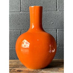 Vintage Boho Glazed Ceramic Vase