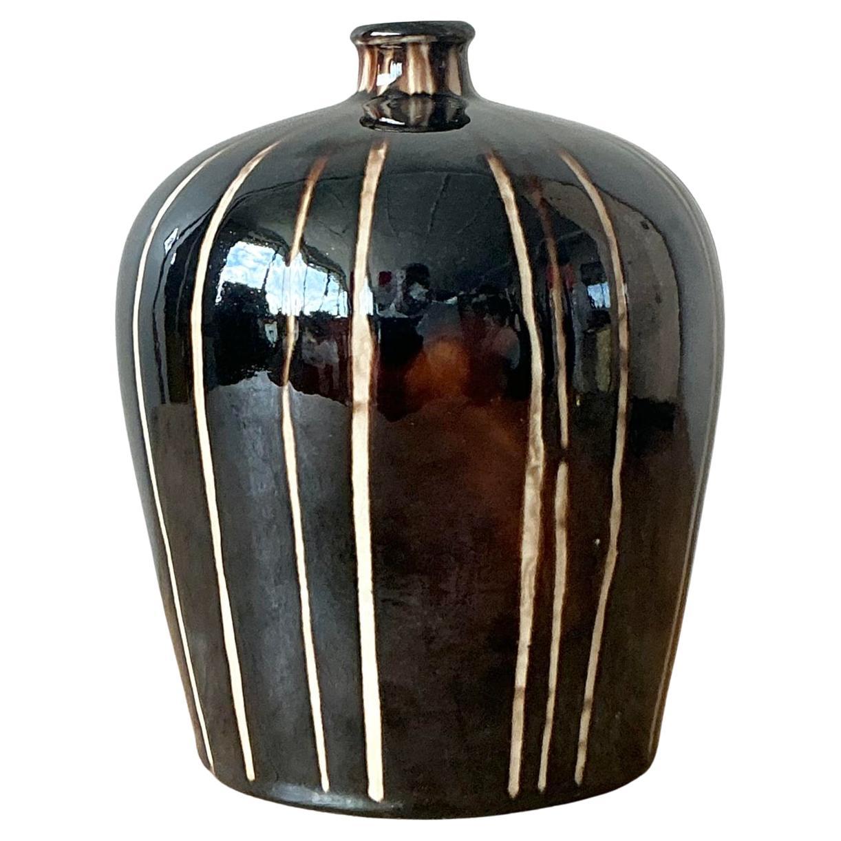 Vintage Boho Glazed Ceramic Vase