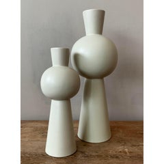 Vintage Boho Glazed Ceramic Vase - Set of 2
