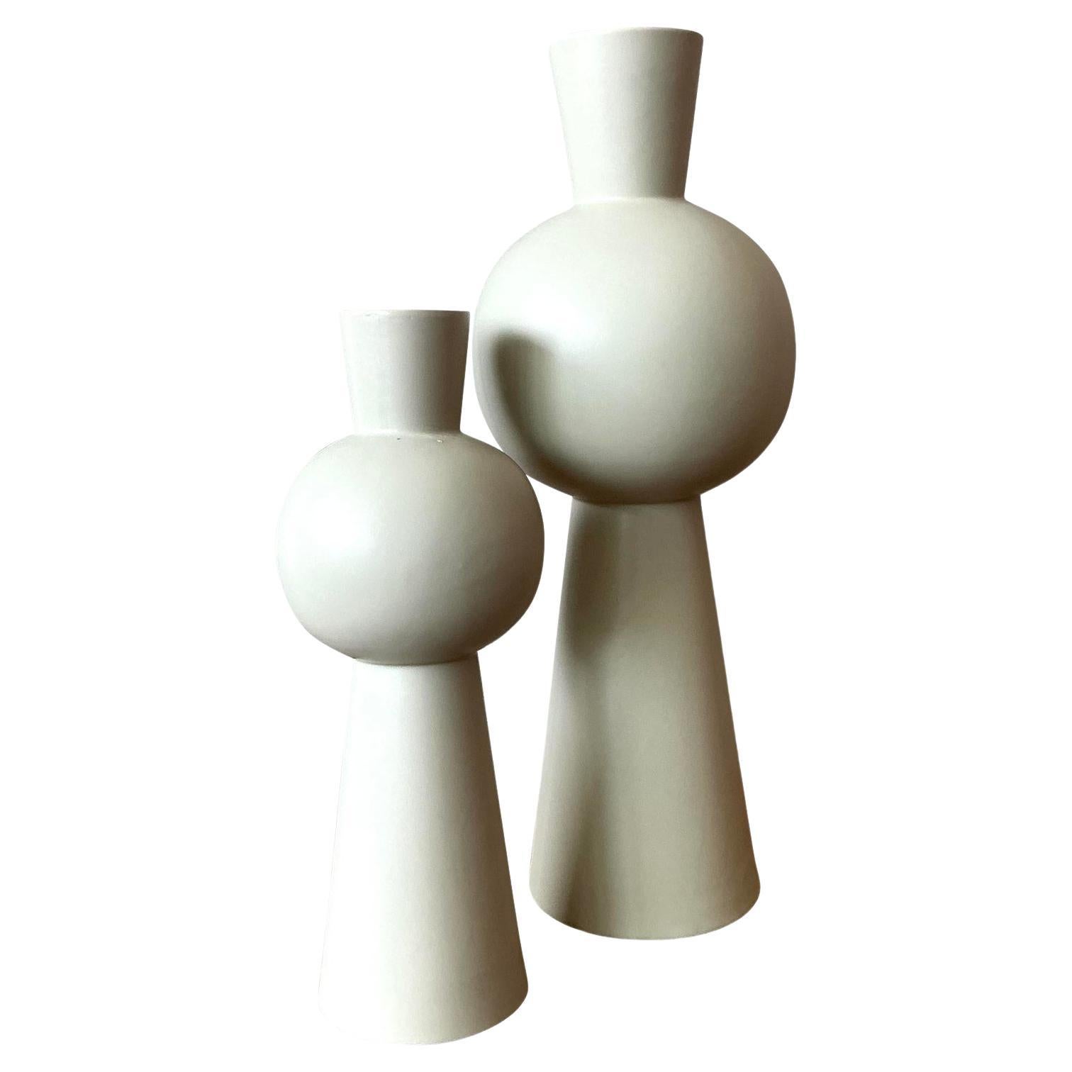 Vintage Boho Glazed Ceramic Vase - Set of 2