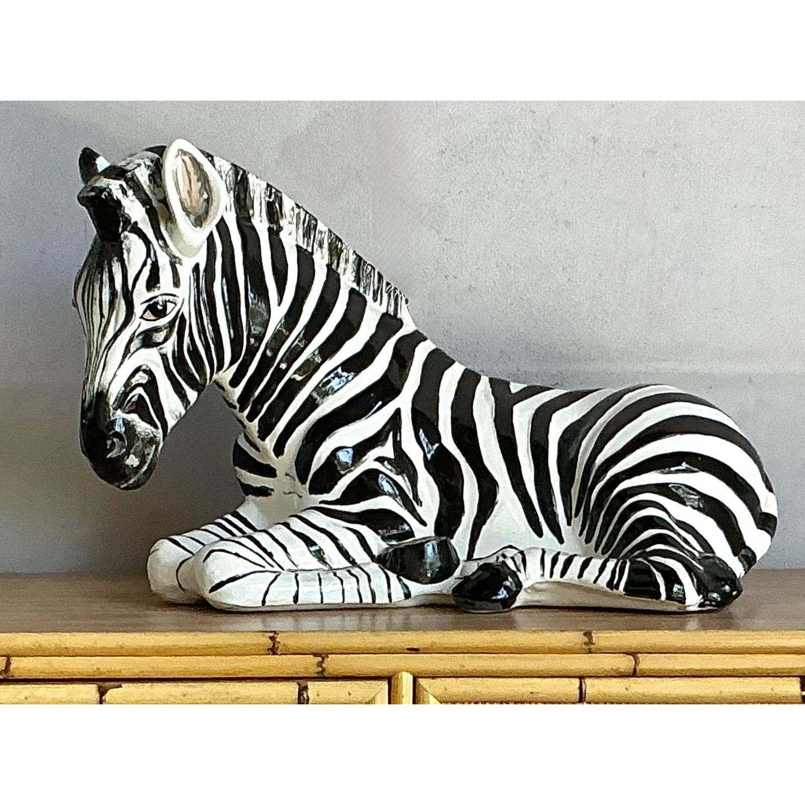 Hollywood Regency Zebra vintage in ceramica smaltata Boho in vendita