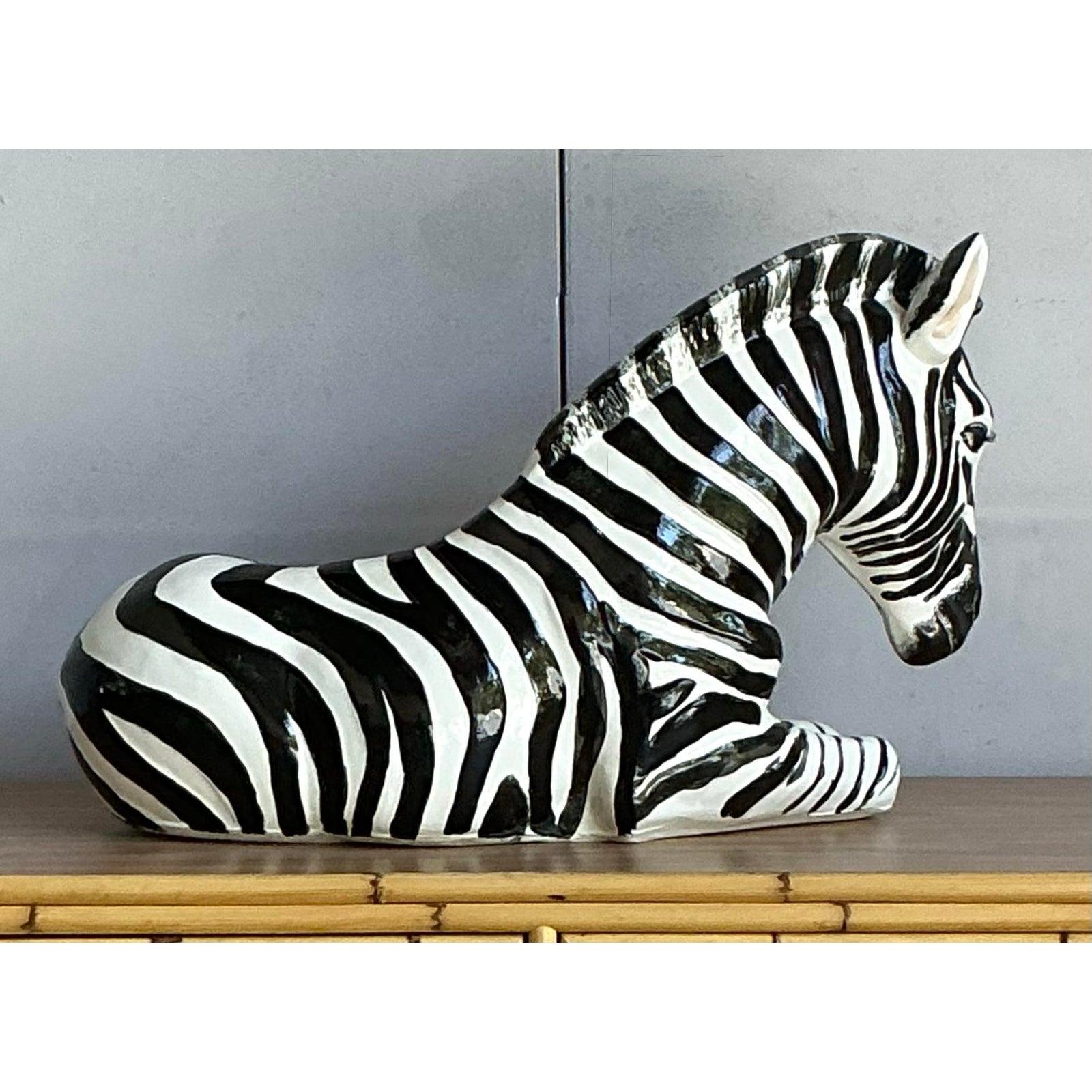 Ceramica Zebra vintage in ceramica smaltata Boho in vendita