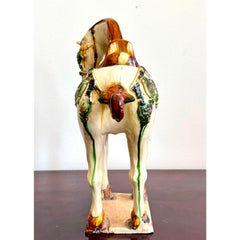 Vintage Boho Glazed Cermic Horse Statue