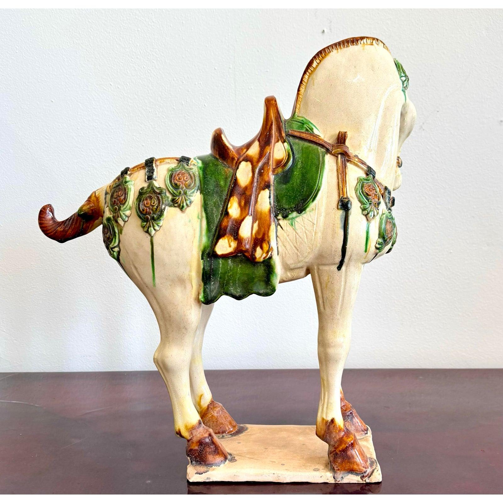 Estatua Vintage Boho de Caballo de Cerámica Esmaltada Cerámico en venta