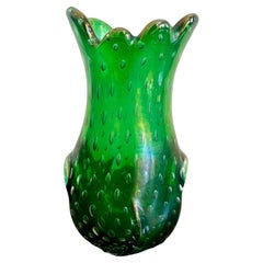 Vintage Boho glasierte grüne Kunstglasvase