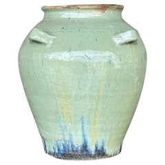 Vintage Boho Glazed Pottery Urn