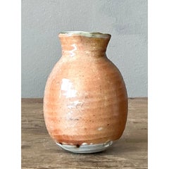Vintage-Vase aus glasierter Studio-Keramik von Boho