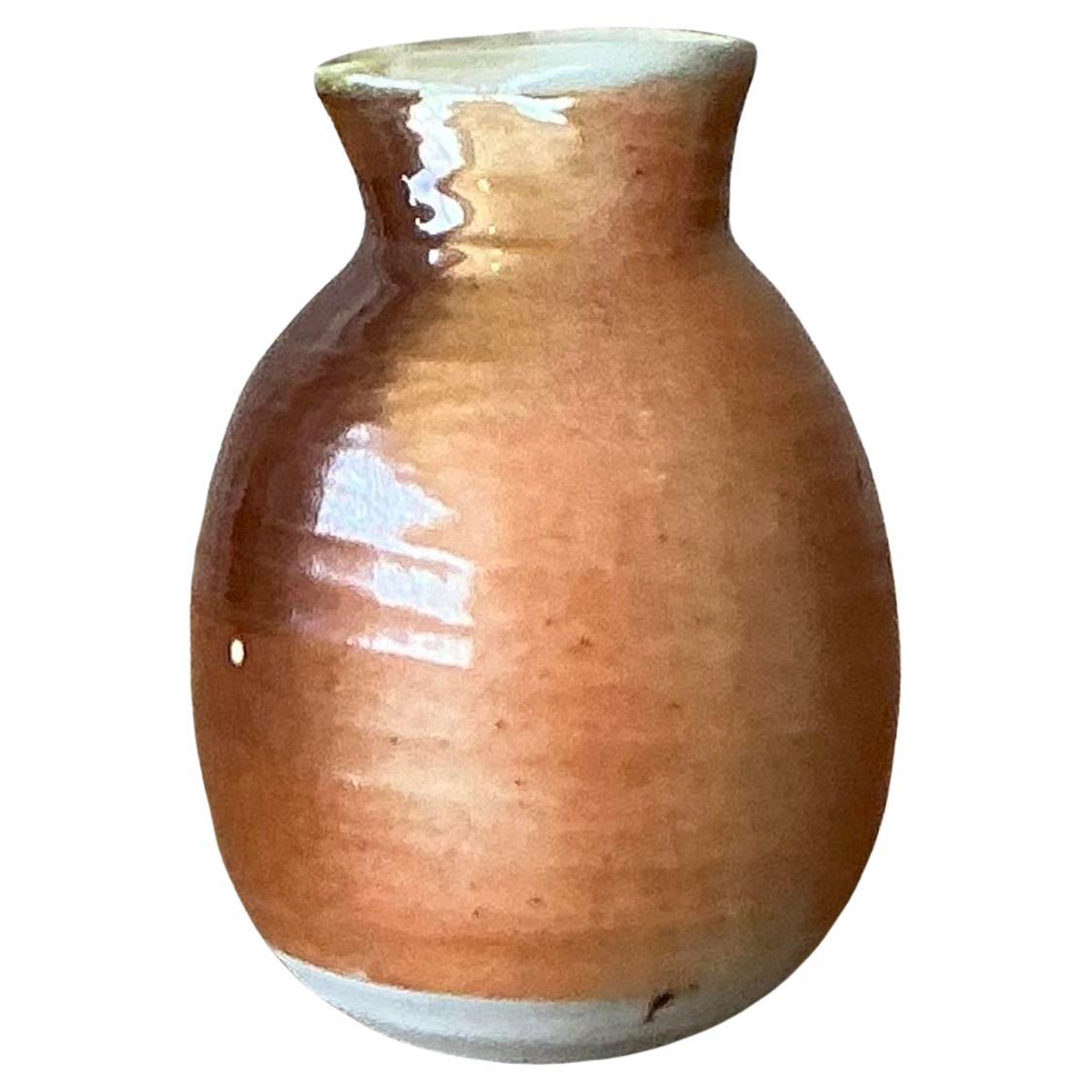 Vaso vintage di Studio Pottery smaltato in stile bohémien