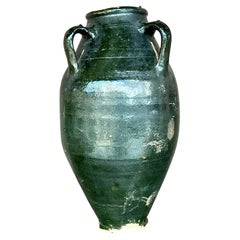 Vintage Boho Glazed Terra Cotta Urn
