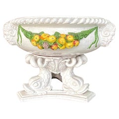 Retro Boho Glazed Terracotta Hand Painted Garland Urn