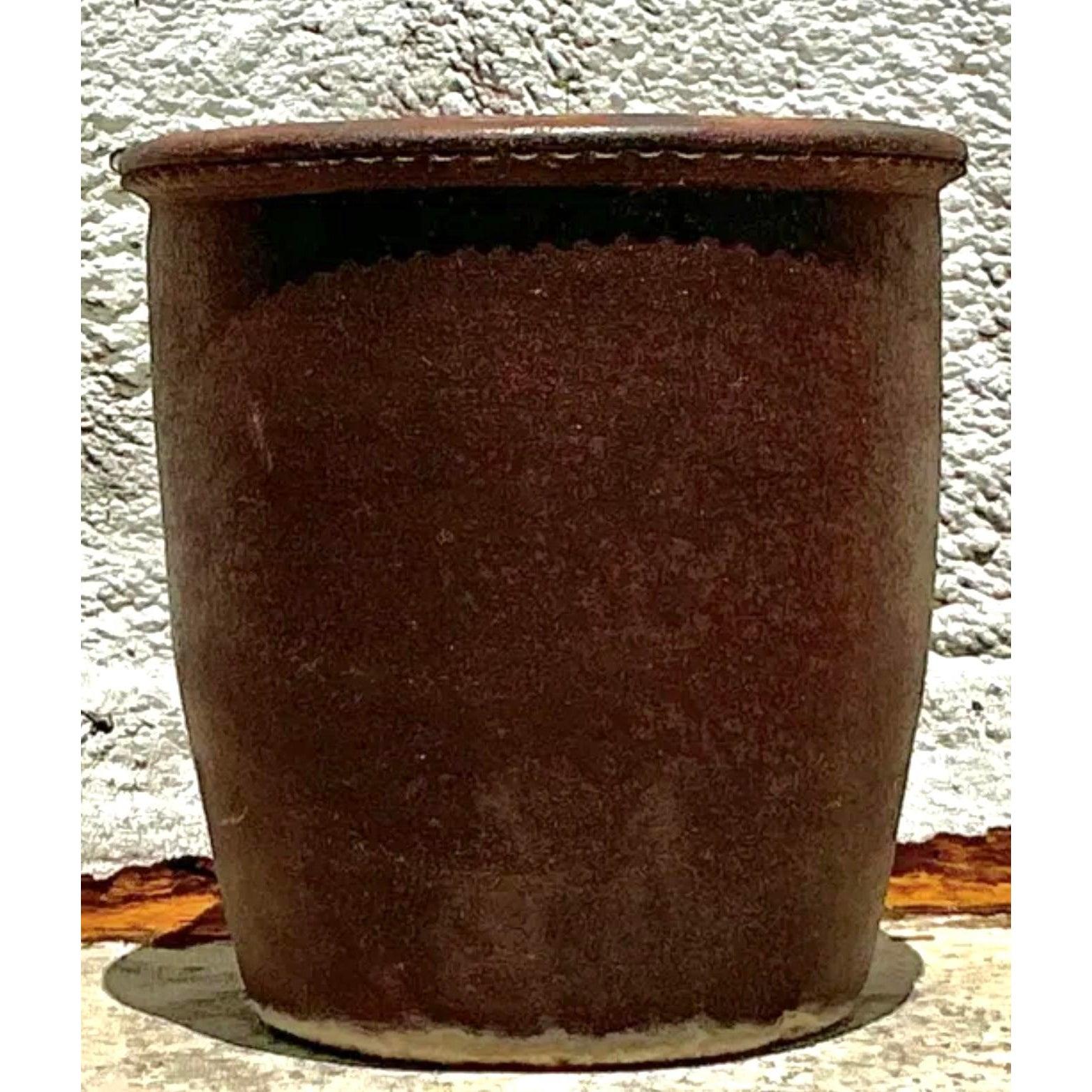 Macetero Vintage Boho de Terracota Esmaltada siglo XX en venta