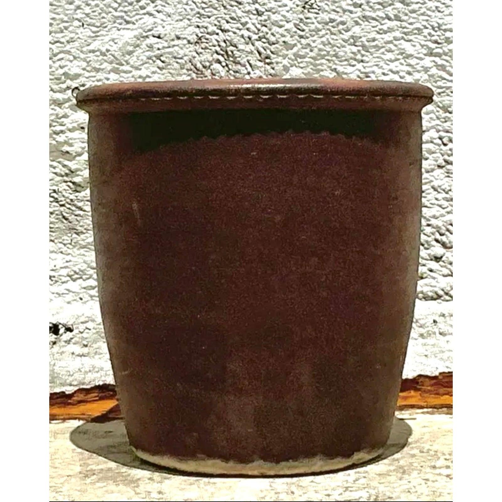 Macetero Vintage Boho de Terracota Esmaltada en venta 1