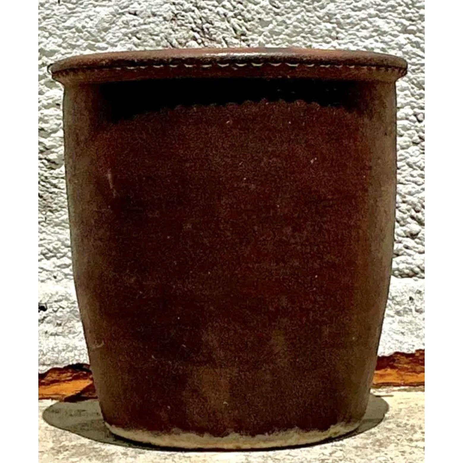 Macetero Vintage Boho de Terracota Esmaltada en venta 2