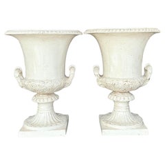 Vintage Boho Glazed Terracotta Urns - A Pair
