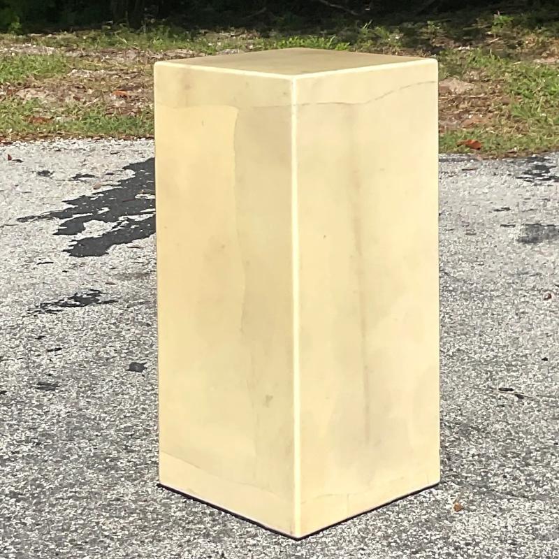 Vintage Boho Goat Skin Pedestal In Good Condition For Sale In west palm beach, FL