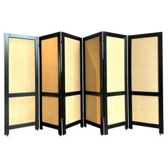 Vintage Boho Grass Cloth Folding Screen After Ralph Lauren